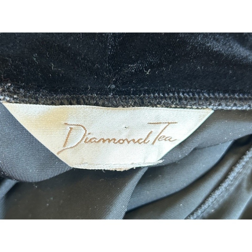 Vintage Diamond Tea Velvet Robe M Leopard Print Metallic Dressing Gown Tassels - Picture 10 of 12